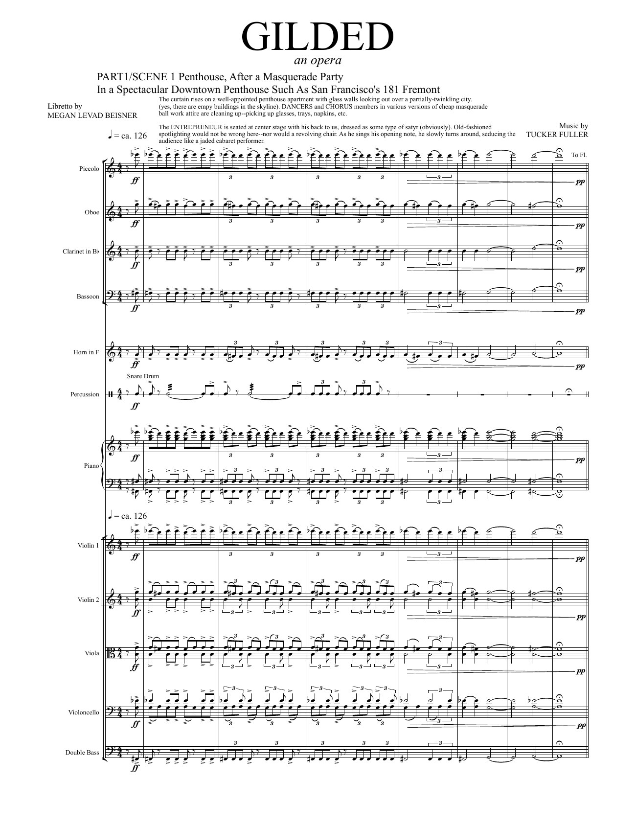 Opening score page of Gilded opera