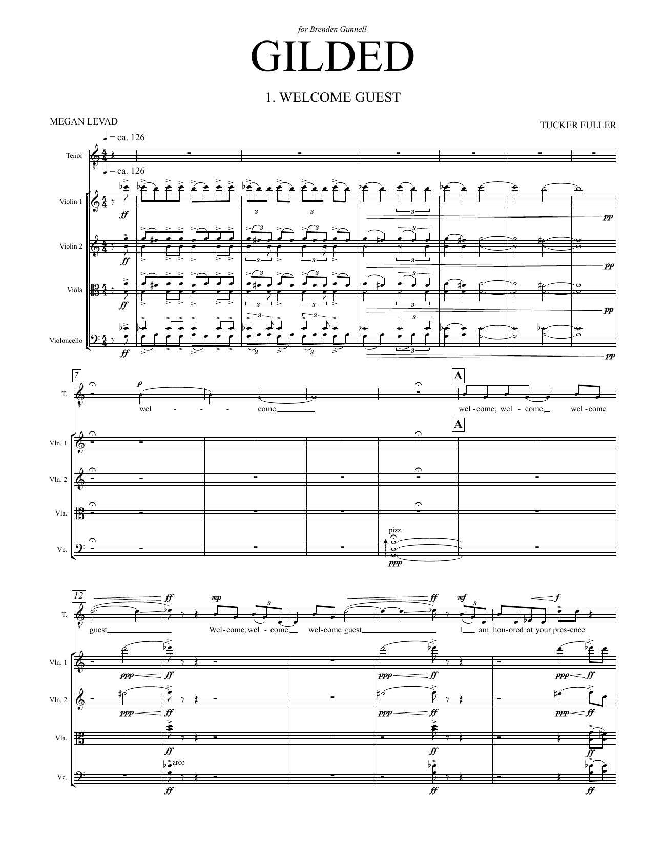 Opening score page of the 2019 Gilded song cycle
